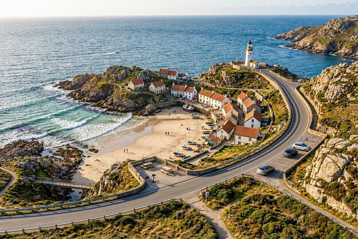 Scenic coastal road on a road trip